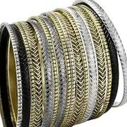[ENSOUL] Arrow Stripe Mixed Metal Aztec African Indian Multi Women Bangles Bracelets Set of 16