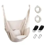 Unbranded Hammock Chairs 36"X51.2"X39.4" Hanging Rope Swing Weave Beige 300 Lb