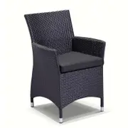 Roman 4 Seater Square Outdoor Wicker Dining Table and Chairs Setting Charcoal - Denim Grey