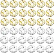 [WELANE] Rondelle Beads, 200 PCS Gold and Silver Crystal Round Spacer Beads for Bracelet Necklace Earrings Jewelry Making Supplies (8mm)
