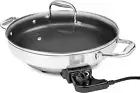 Electric Skillet by Cucina Pro - 18/10 Stainless Steel, Frying Pan with Non Stic