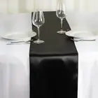 LinenTablecloth Satin Table Runner 14" x 108" Color Black 1 pcs