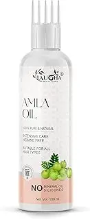 Laugha Amla Hair Oil - Pure Cold Pressed Indian Gooseberry Oil - Intensive Hair Care - with Comb Applicator - Non-Sticky & Non-Greasy Keeps scalp healthy (Pack of 1 Bottle 100 ml)
