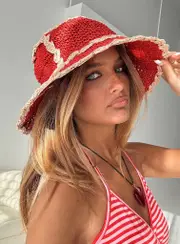 Zeldine Crochet Hat Red