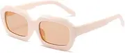 [Sibeg] Polygon Rectangle Sunglasses for Women 2024 New Retro Square Sun Glasses Men Classic White Shades UV400(Color:Beige)