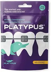 [Platypus] Orthodontic Flossers for Braces | Ortho Picks for Adults & Kids | Fits Under Arch Wire | Non-Damaging | Encourage Flossing Habits | Floss Teeth in Less Than Two Minutes | 40 Count (Pack of 1)