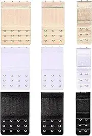 [Generic] Bra Extenders, Bra Strap Extender Set Bra Extenders 3 hooks 3 Rows x2 Hooks/3 Hooks/4 Hook White, Black, Skin Colour-9 Packs, White, Black, Skin, One Size