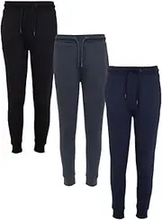 [Threadbare] Men's Sweatpants (Pack of 3), Black, Navy