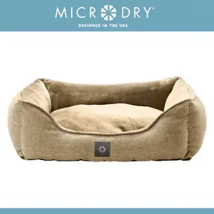 MICRODRY 方形寵物床 舒適防滑貓狗床 20&quot;x26&quot;x8&quot; 亞麻色 香港行貨