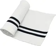 1Pcs 80cmx14cm (31.5"x5.51") Elastic Fiber Ribbing Fabric for Cuffs,Elastic Rib Knit Fabric Sewing Supplies Sewn with Ribbed for Neck Bands Edging Garments (White+Black Stripe)