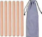 3 Pairs Wood Claves Percussion Instrument, Classic Hardwood Musical Rhythm Sticks with a Carry Bag, 8 Inch Long