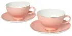 Set of Two Light Pink Super White Vitrified Fine China Tea Cup & Saucers 220ml