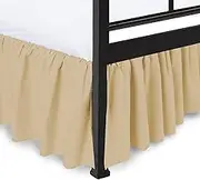 Dust Ruffle with Split Corner Bed Skirt 100% Cotton 800 Thread Count 24" Drop Lenth Ruffle Bed Skirt, Easy Fit, Three Side Coverage, Bed Skirt Twin Size Taupe