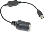 ARECORD USB A Male to 12V Car Cigarette Lighter Socket Female Converter