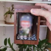 Walnut Sensor Display Case Vintage LED Storage Box for Figure Blind Boxes5v