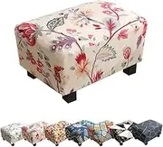 Ottoman Slipcover Stretch Stool Sofa Cover Footrest Stool Cover Pouf Protector for Pets and Kids Printed Ottoman Cover Durable Furniture Slipcovers Footstool Cover with Elastic Straps,B 1pcs