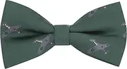 [King & Priory] Dark Green Embroidered Hurricane Fighter Plane Bow Tie, Green, One Size