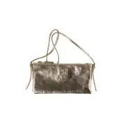MIU MIU $1020 Pyrite Laminated Nappa Mini Pouch New And Authentic
