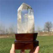 1.8LB Top Natural Clear Quartz Obelisk Crystals Tower Point Wand Healing Stand