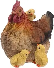 Outdoor Resin Hen Figurine Chick Family Statue Lifelike Chicken Statue for Garden Farm Colorful Animal Figurines Outdoor Decor Yard Ornaments