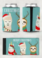 Unicorn - Llama - Sloth Stubby holder Can Cooler Wrap - Christmas Gift