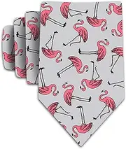 [Three Rooker] Retro Flamingo Repeat Tie - Mens Pink Bird Necktie