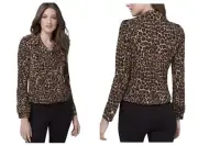 White House Black Market Leopard print Moto Jacket Size 2 Petite NWT