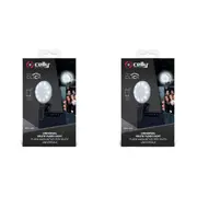 2x Celly Click Universal Phone Accessory Clip On Selfie Light w/ 3 Tones Black