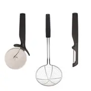 Kitchenaid European Peeler/Pizza Wheel Slicer/Wire Strainer Combo Set Black
