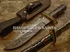 J. NORMEN CUSTOM HAND MADE UNIQUE FULL TANG BOWIE KNIFE BULL HORN HANDLE