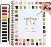 Watercolor Workbooks, Beginner-Friendly Birds Watercolor Workbook, 12 Colors Watercolors Paint Set with Paint Brush, Art Crafts Painting Kits Drawing Books for Kids Teens Adults (Christmas)