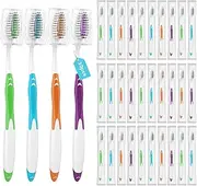 Frekare 30 Pack Bulk Toothbrushes with Covers, Individually Wrapped Tooth Brush Pack for Adults & Kids, Disposable Toothbrush Medium Soft for Travel, Donations, Hotels