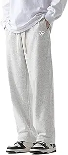 [MAVQX] Y2K Unisex Drawstring Elastic Waist Baggy Sweatpants Loose Wide Leg Yoga Gym Workout Pants with Embroidered Pocket