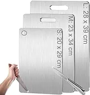 3 Pack Titanium Cutting Board - 100% Pure Titanium Chopping Board Set for Kitchen Meat Veggies Fruits Home Outdoor Use (Pack 3 Mix Size)