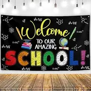 Yarcooly Back to School Decorations - First Day of School Backdrop & Welcome Banner