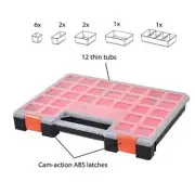 Plastic Tool Box Case Organizer Storage w/ 12 Compartments 405x315x57mm