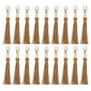18pcs PU Leather Keychain Tassels, 5.9" Key Chain Tassels, (Coffee)