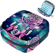 Period Bag,Sanitary Napkin Storage Bag,Watercolor Decorative Dreamcatcher,Tampon Bag for Purse