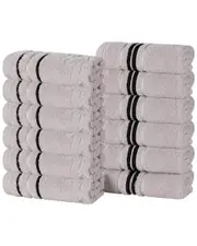 Superior Set of 12 Sadie Zero Twist Cotton Jacquard Floral Absorbent Face Towel Washcloths
