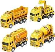 4pcs Pull Back Excavator Friction Powered Small Construction Car Models for Bright Colors Movable Joints for for Outdoor Fun