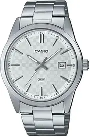 [Casio] MTPVD03D-7A Analog Silver Band Unisex Watch, Silver Dial, 48 × 41 × 9.6 mm