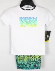 Under Armour Kids Swim 2 Piece Set Tee & Trunks Size 4 Graphic Logo UPF 50+
