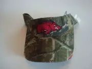 ARKANSAS RAZORBACKS VISOR 00S SCRIPT STRAPBACK BEACH GOLF HAT CAP VINTAGE K2