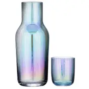 2pc Tempa Thalia 1.35L Crystal Carafe Pitcher & Glass Tumbler Set Black Pearl