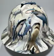 New Full Brim Hard Hat Custom Hydro Dipped SHARKS #SHARKWEEK