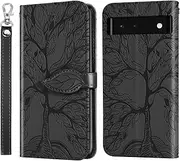 CXTCASE for Google Pixel 6a Case PU Leather Folio Flip Cover with Card Slots, Magnetic Wallet Phone Case for Google Pixel 6a - Black