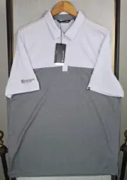 TRAVIS MATHEW x PRINCIPLE CONSTRUCTION New XL Mens Polo Shirt Gray White Golf