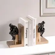 Thinker Bookends Set of 2, Resin Pair Book End, Home Decor Shelf Display