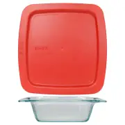 Pyrex (1) C-222 2qt Easy Grab Glass Baking Dish & (1) C-222-PC Poppy Red Easy G