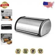 Durable Stainless Steel Bread Box with Roll-Up Lid – Perfect for Fresh Storage